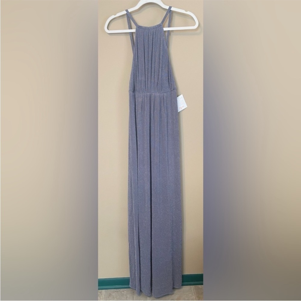 Show Me Your Mumu NWT Amanda Dancing Queen Shine Smoke Gray Sparkle Maxi Dress S - Picture 4 of 17